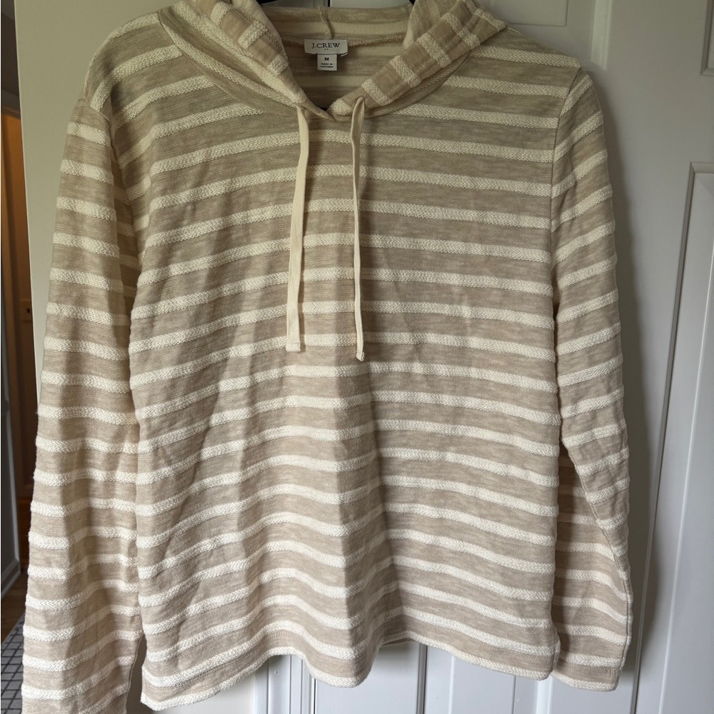 J. Crew Beige and Cream Striped Hoodie